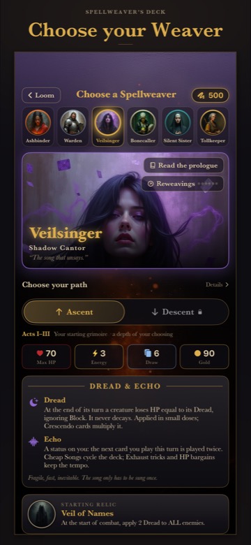 Choose your weaver — iPhone screenshot