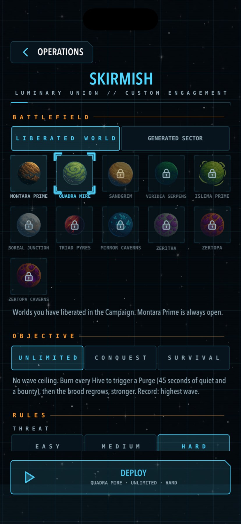 Custom Skirmish setup — SimpleTD 2.0 pre-release screenshot